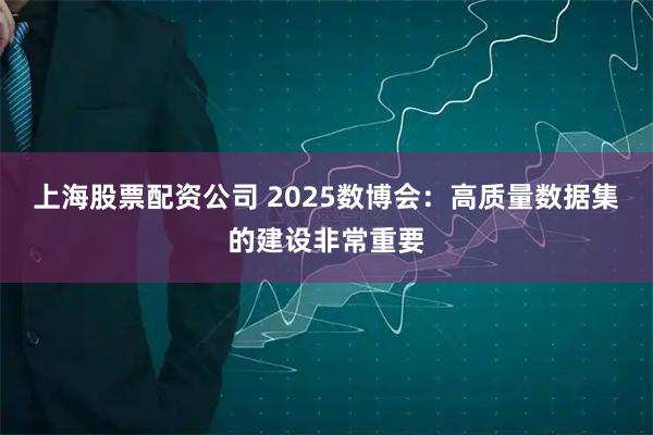 上海股票配资公司 2025数博会：高质量数据集的建设非常重要